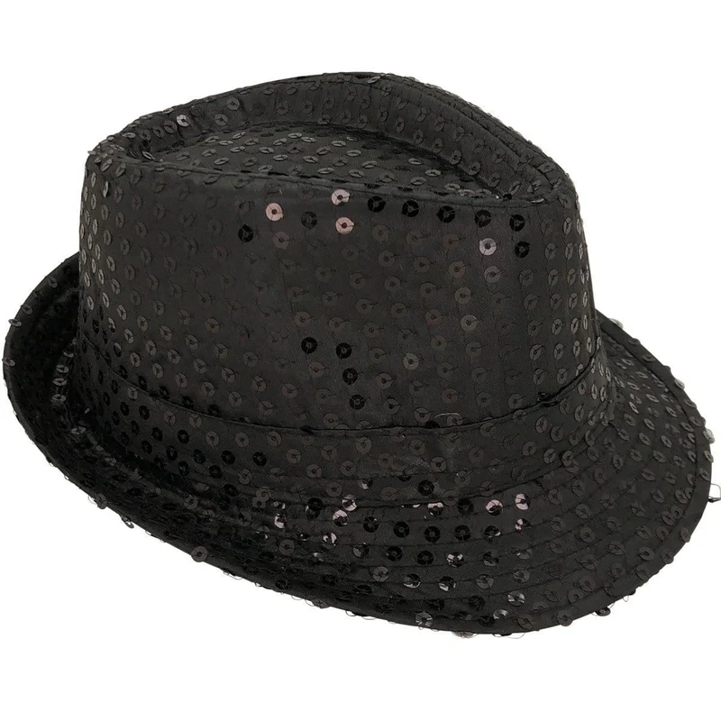Black sequin fedora hat for kids