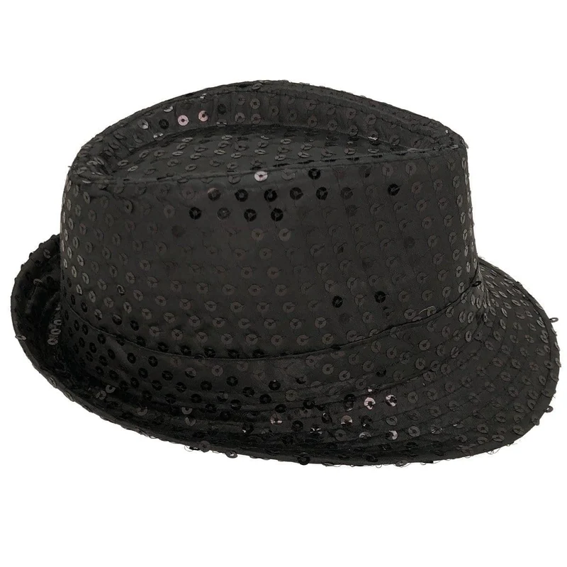 Black sequin fedora hat for kids