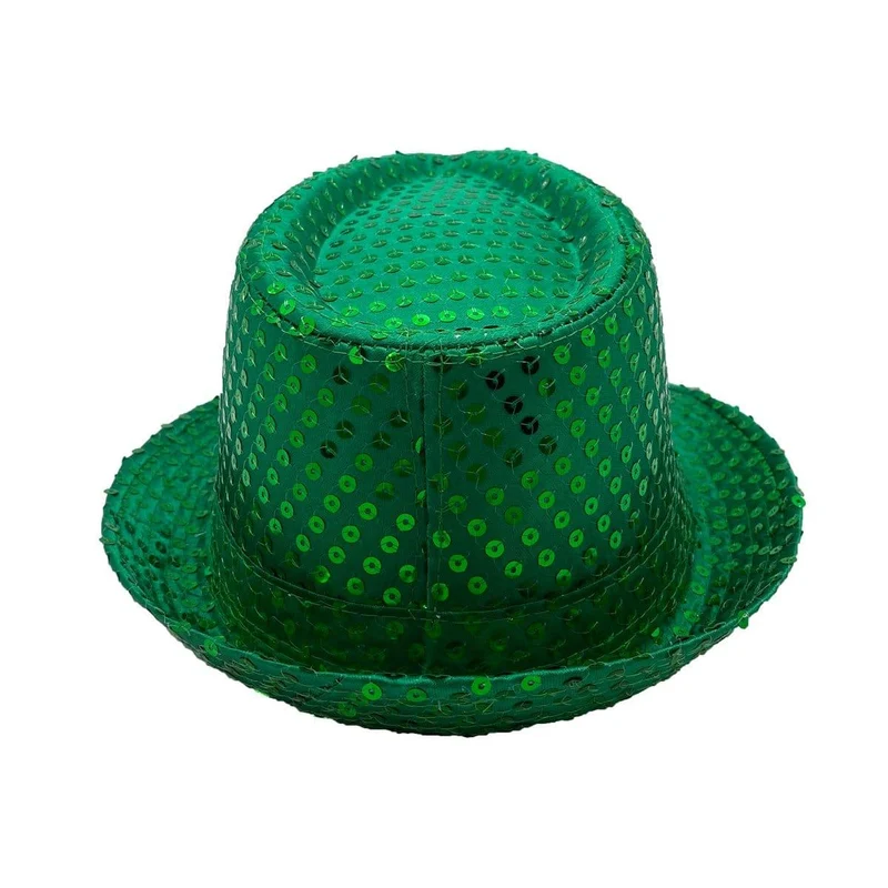 Green sequin fedora hat for adults