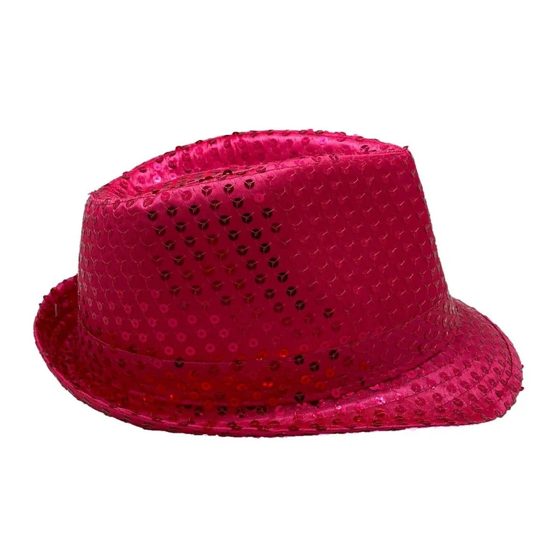 Fuchsia sequin fedora hat for adults