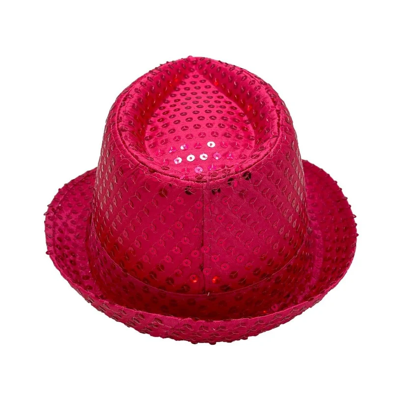Fuchsia sequin fedora hat for adults