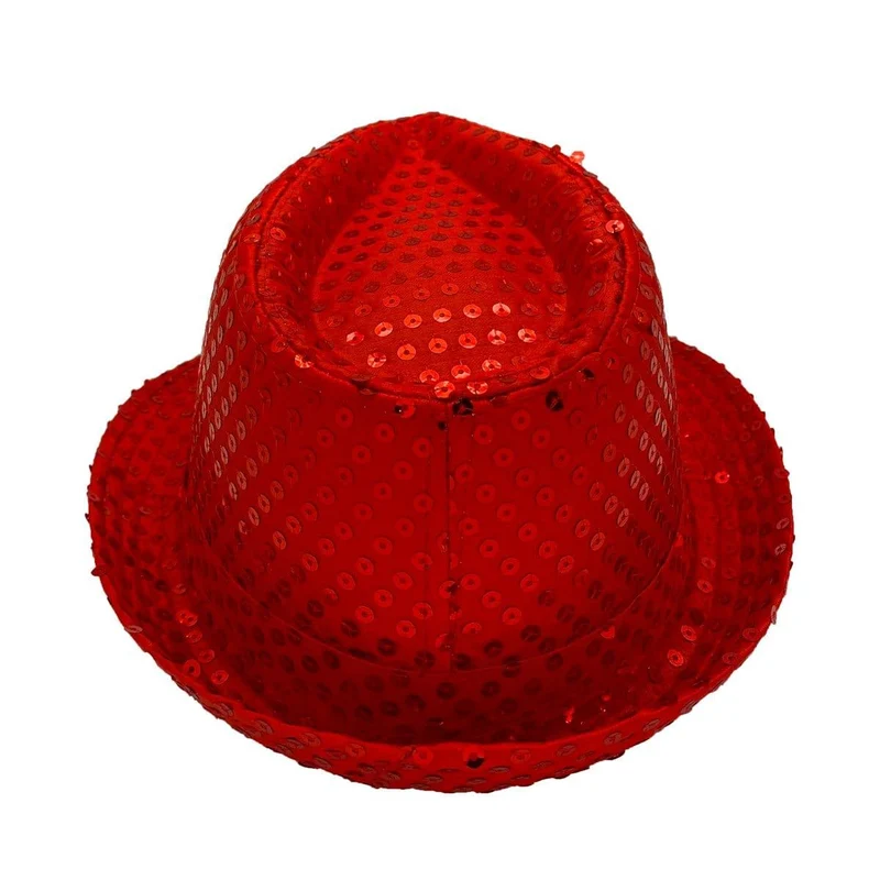 Red sequin fedora hat for adults