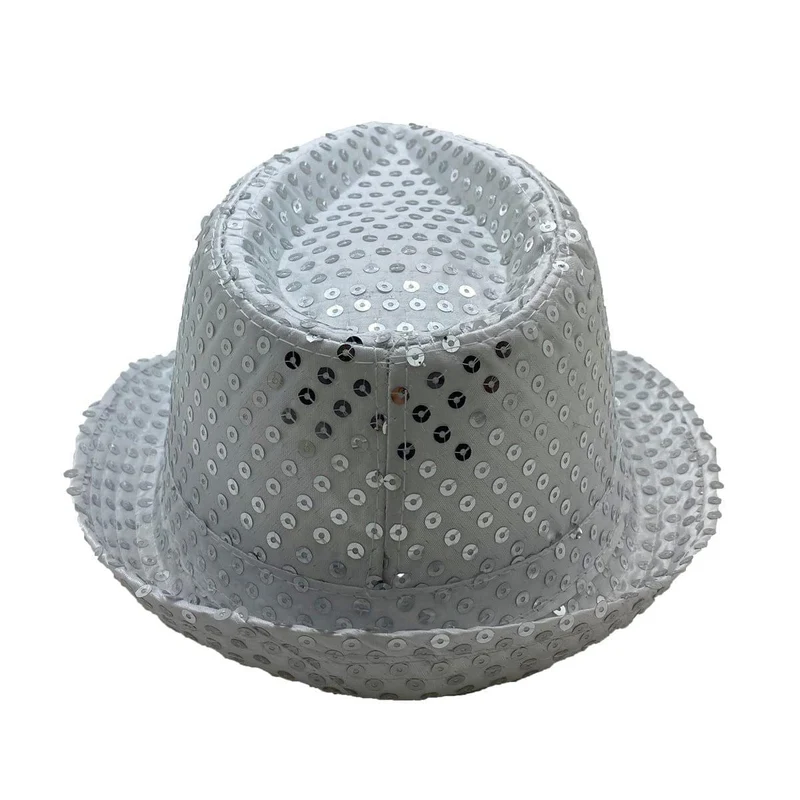 Silver sequin fedora hat for adults