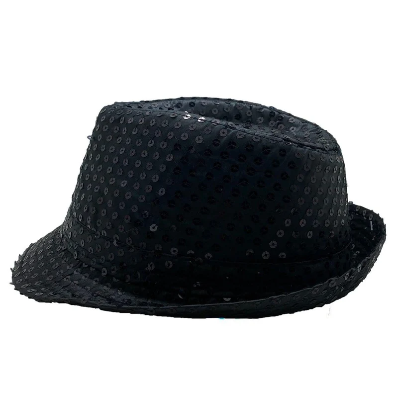 Black sequin fedora hat for adults