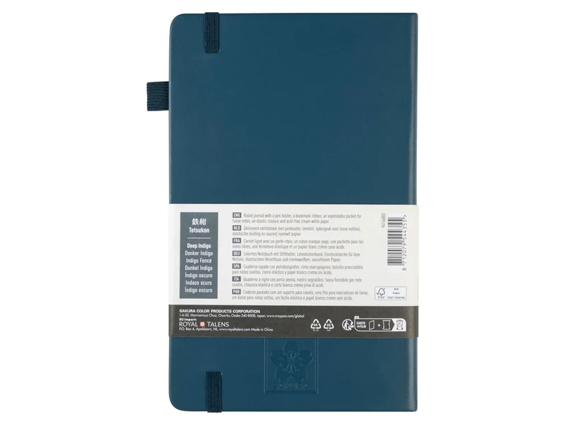 Carnet à couverture rigide format 13x21 cm Sakura ligné Indigo foncé