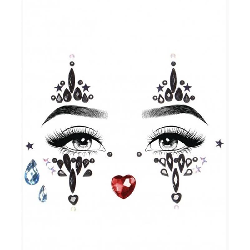 Harlequin adhesive face jewels