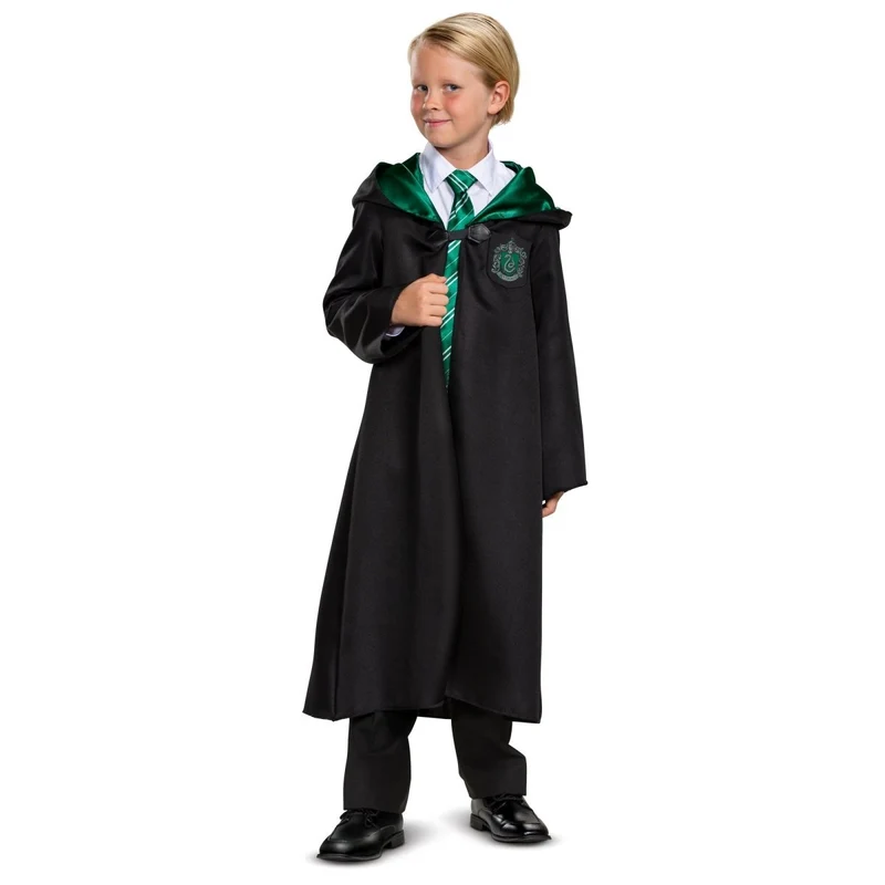 Harry Potter Slytherin Robe Costume for Kids, Black and Green Robe