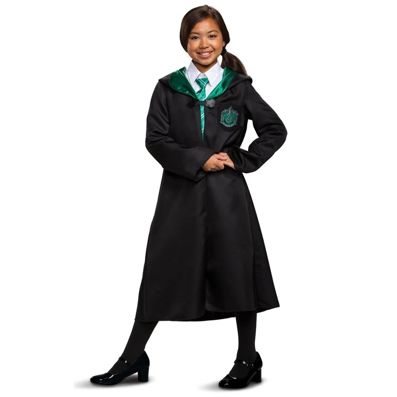 Harry Potter Slytherin Robe Costume for Kids, Black and Green Robe