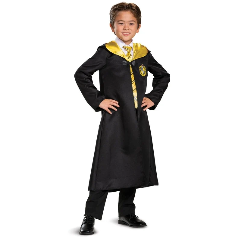 Harry Potter Hufflepuff Robe Costume for Kids, Black and Yellow Robe