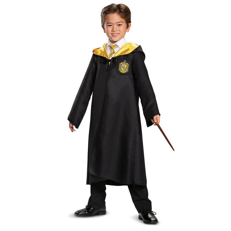 Harry Potter Hufflepuff Robe Costume for Kids, Black and Yellow Robe
