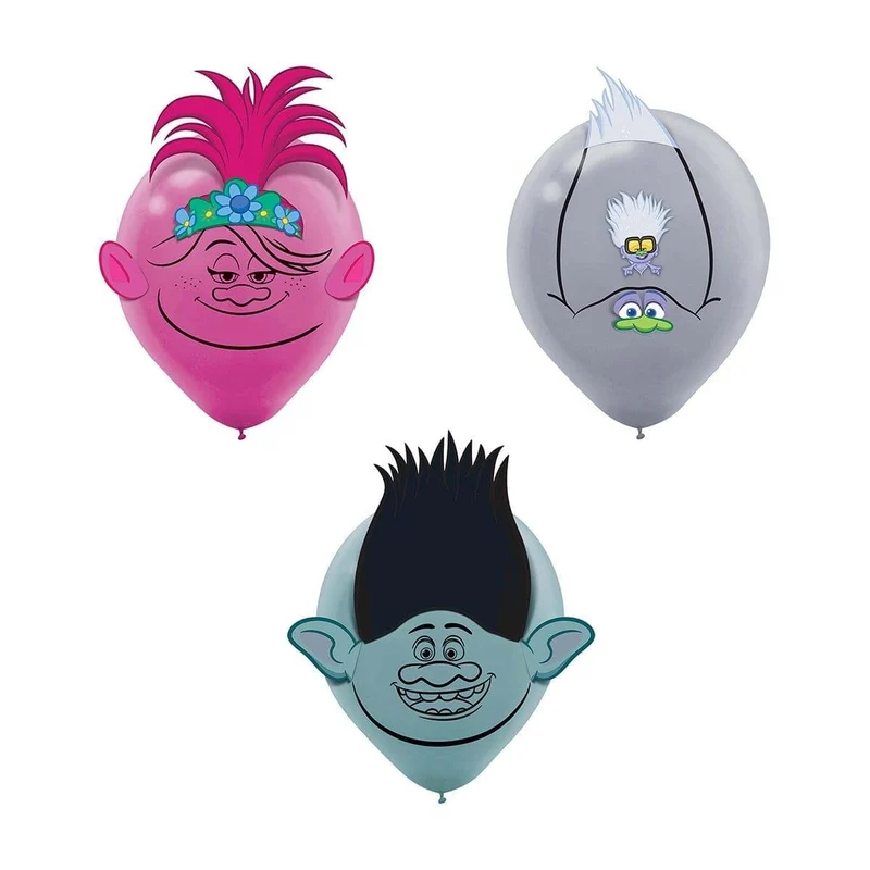 Trolls World Tour latex balloons 12 inches, 6 per package