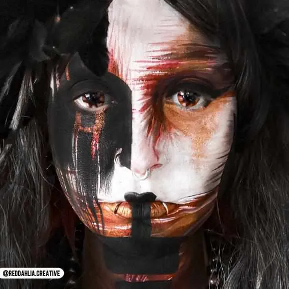 PRIMAL® Doom - Red, Black, White Coloured Contact Lenses, 3 months usage