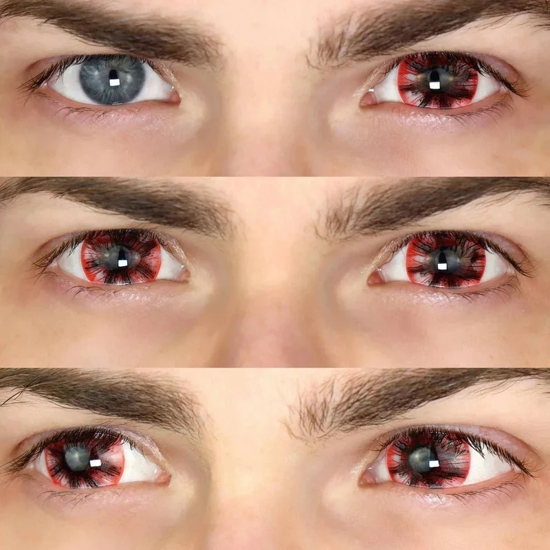 PRIMAL® Doom - Red, Black, White Coloured Contact Lenses, 3 months usage