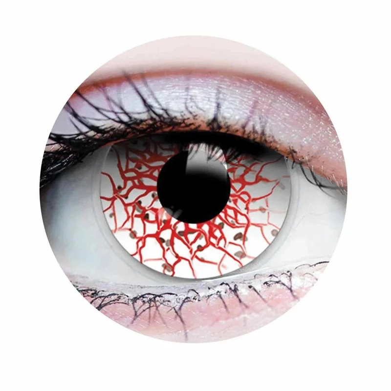 PRIMAL® Berserker I - White and Red Coloured Contact Lenses, 3 months usage