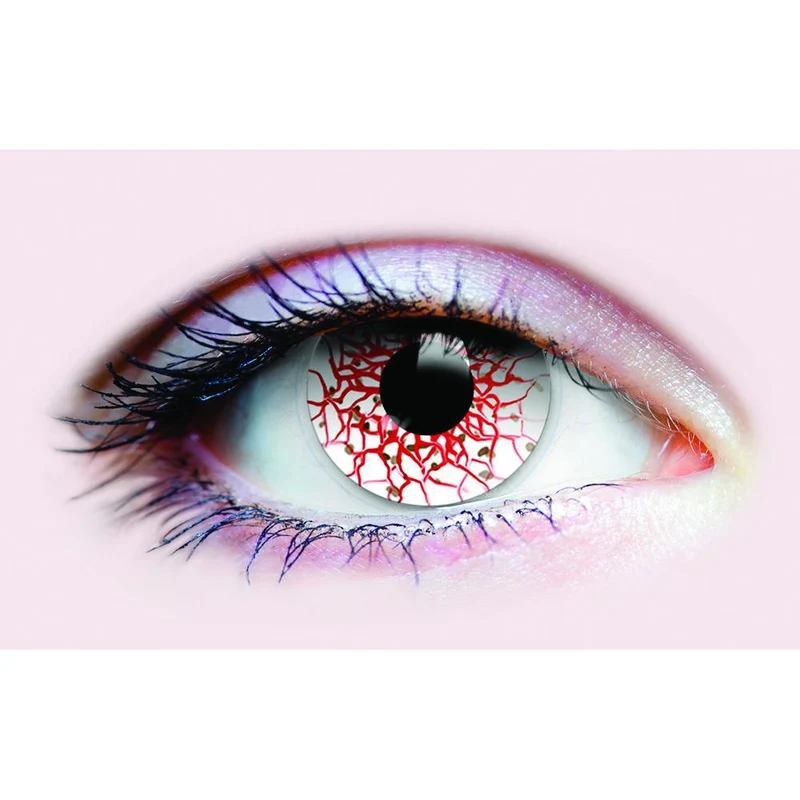 PRIMAL® Berserker I - White and Red Coloured Contact Lenses, 3 months usage
