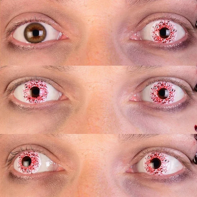 PRIMAL® Berserker I - White and Red Coloured Contact Lenses, 3 months usage