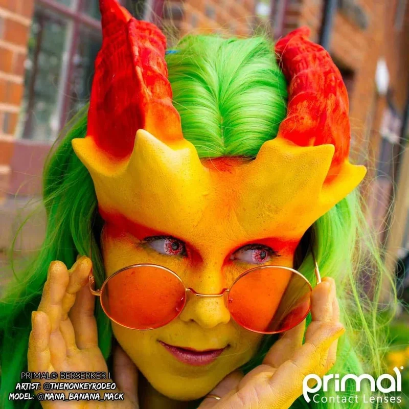 PRIMAL® Berserker I - White and Red Coloured Contact Lenses, 3 months usage