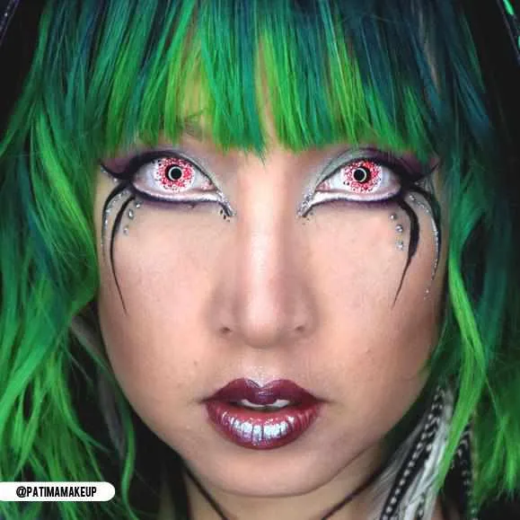 PRIMAL® Berserker I - White and Red Coloured Contact Lenses, 3 months usage