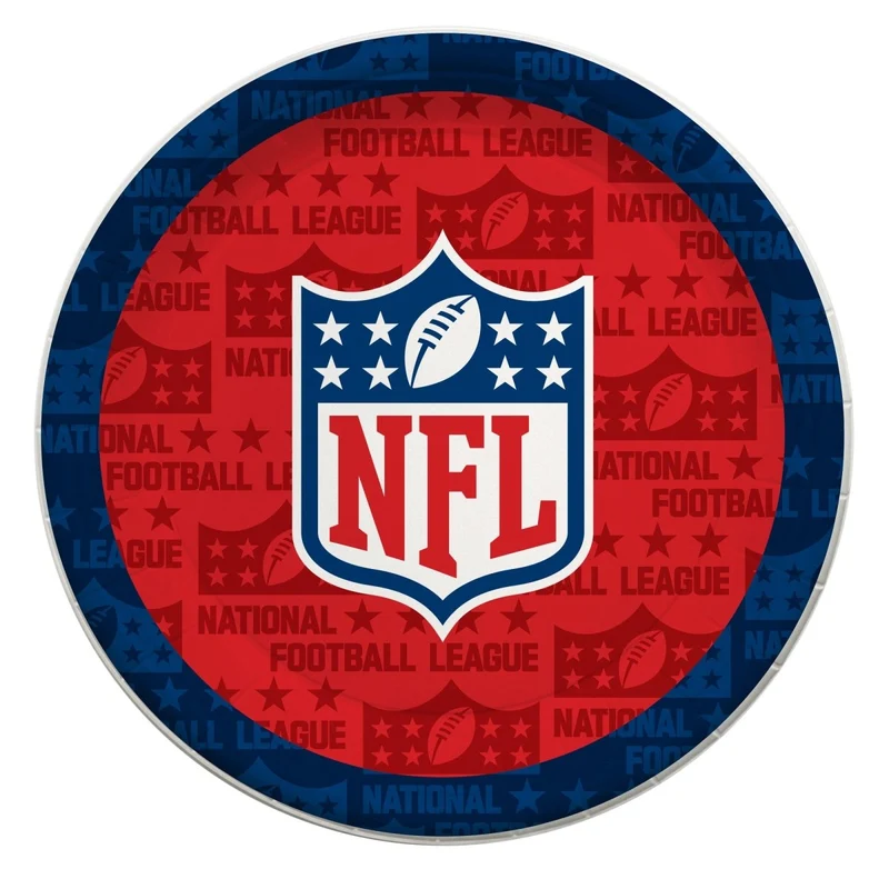 NFL Drive Small Round Dessert Paper Plates, 7 Inches, 8 Count