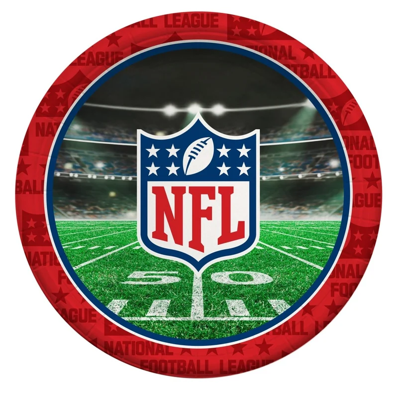 NFL Drive Large Round Lunch Paper Plates, 9 Inches, 8 Count