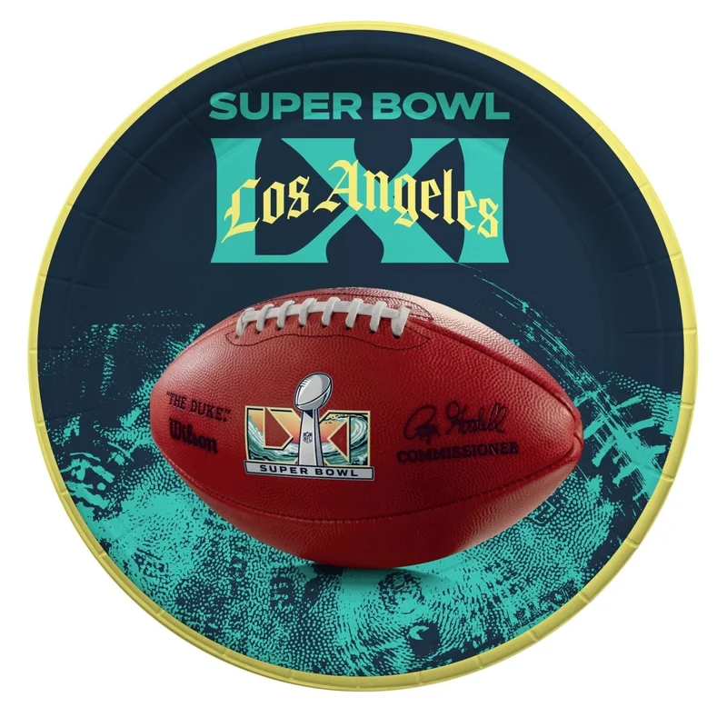 NFL Super Bowl Large Round Lunch Paper Plates, 9 Inches, 8 Count