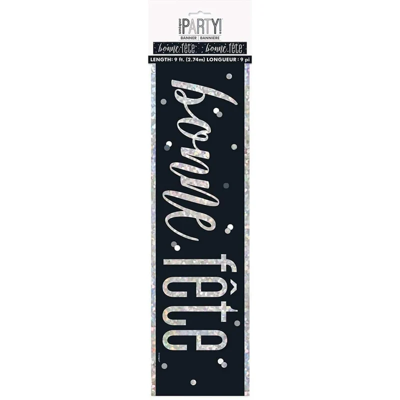 Bonne Fête Black/Silver - Foil Banner