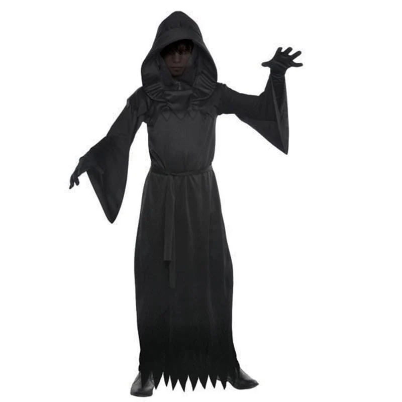 Phantom of Darkness Costume for Kids, Black Hooded Robe