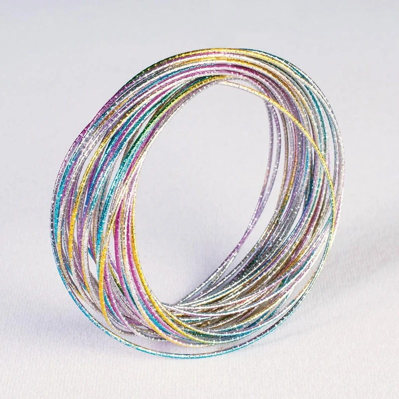 Rainbow disco bangle bracelets, 24 per package