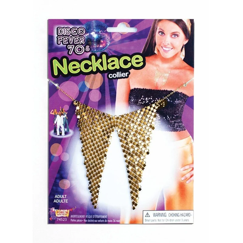 Gold disco drop necklace