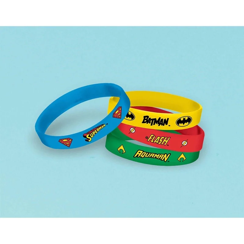 Justice League rubber bracelets, 4 per package