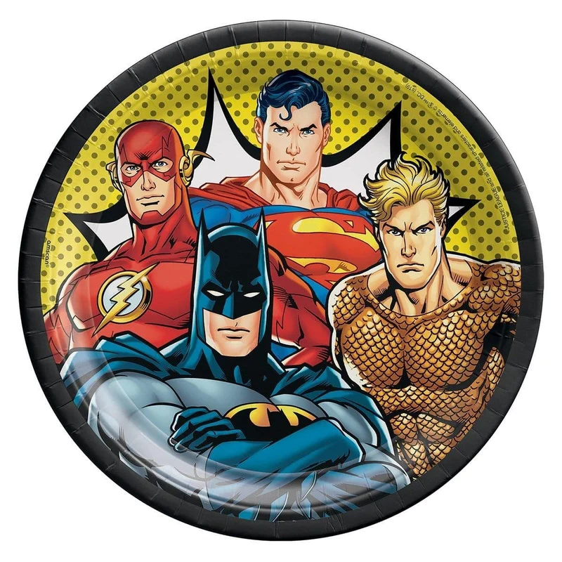 Justice League Dinner Plates 9 inches, 8 per package
