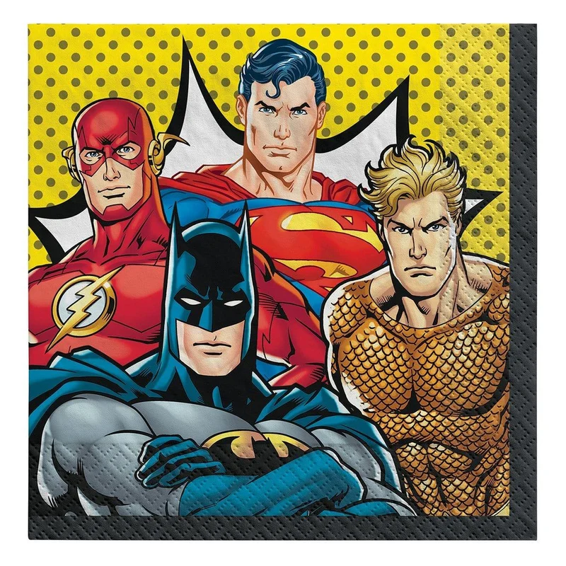 Justice League lunch napkins, 16 per package