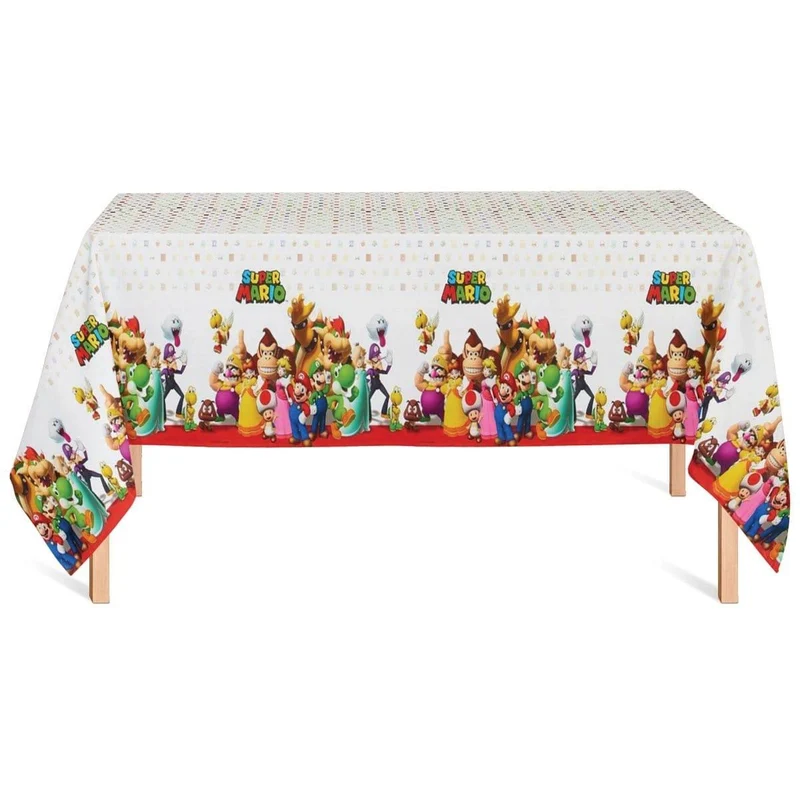 Super Mario Birthday Party Printed Plastic Table Cover, 54 in x 96 in