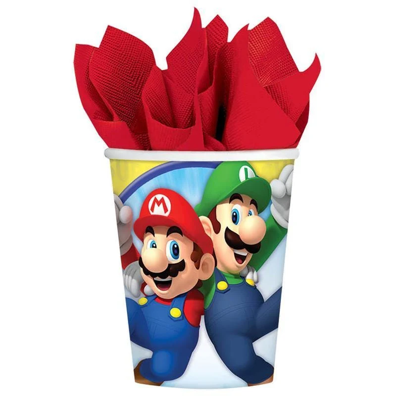 Super Mario Birthday Party Paper Cups, 9 oz, 8 Count