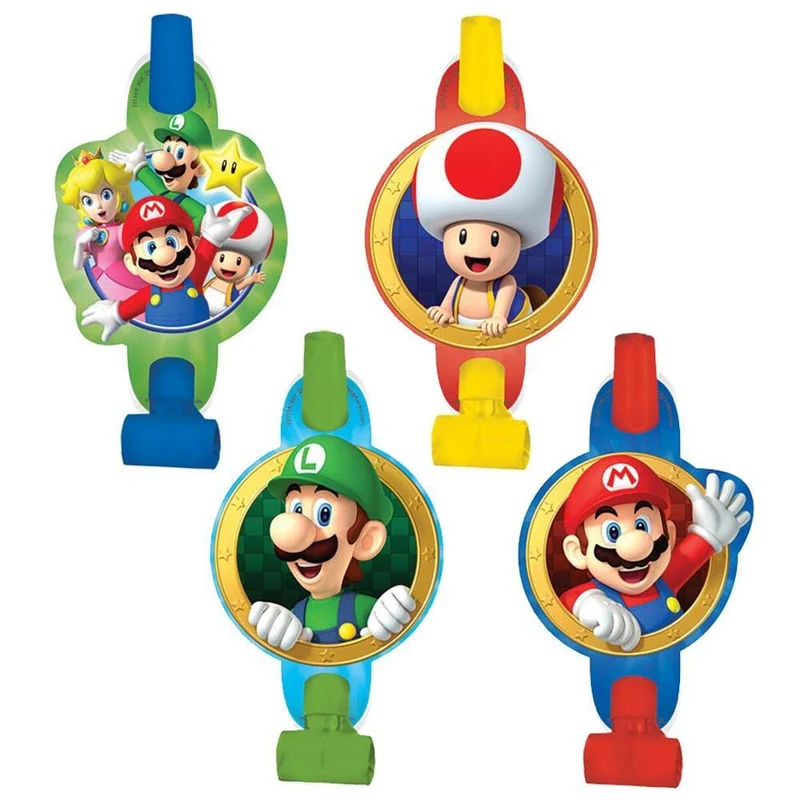 Super Mario Bro Birthday Party Paper Blowouts, 8 Count