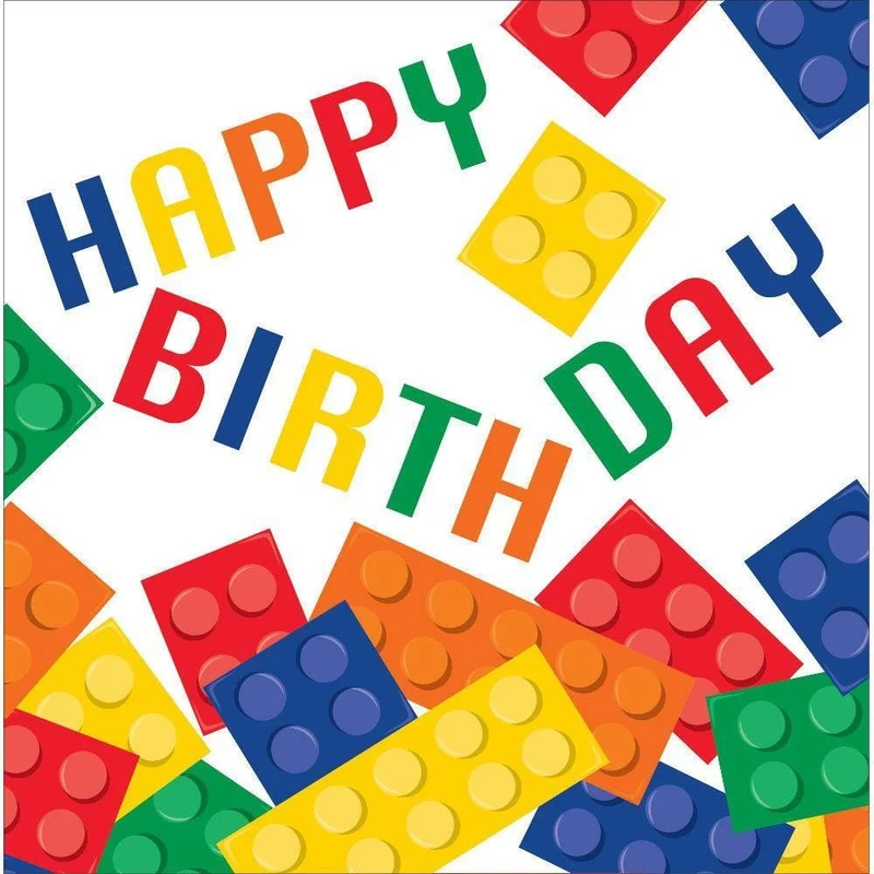 Block Party Happy Birthday lunch napkins, 16 per package