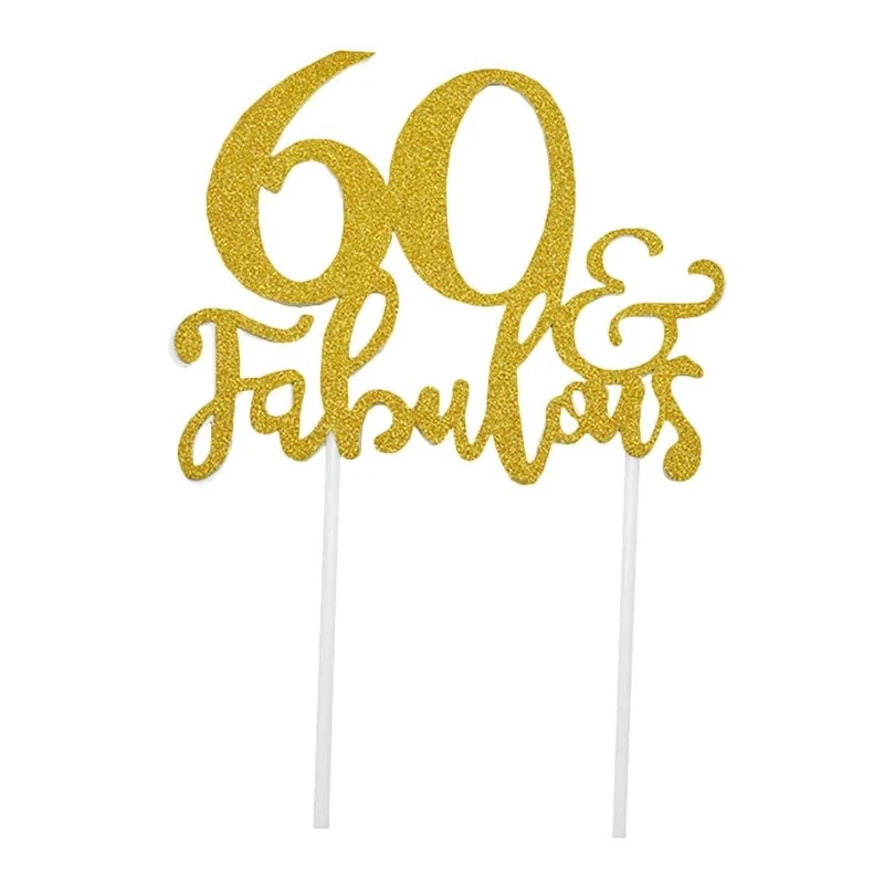 Glitter Cake Topper - 60 & Fabulous