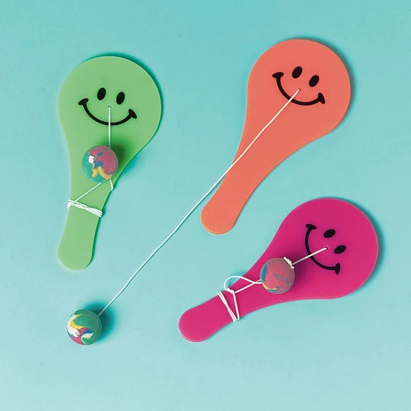 Smiley paddle balls, 16 per package
