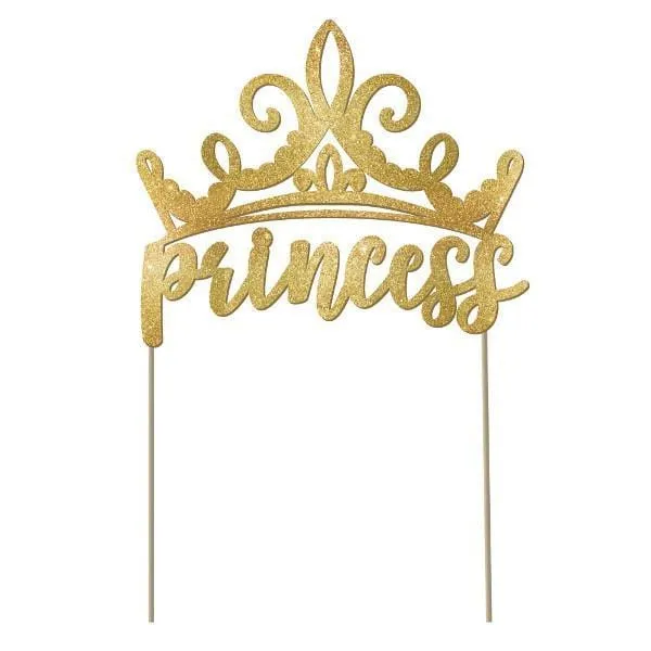 Gold glitter "Princess" cake topper