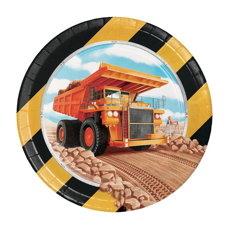 Big Dig Construction Dessert plates 7 inches, 8 per package