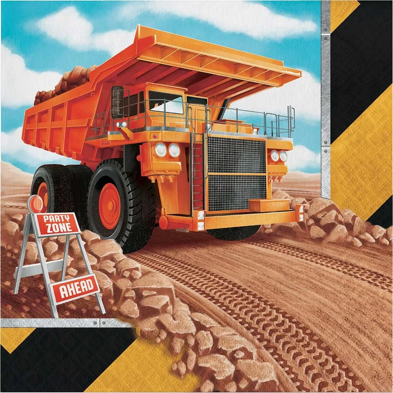 Big Dig Construction lunch napkins, 16 per package