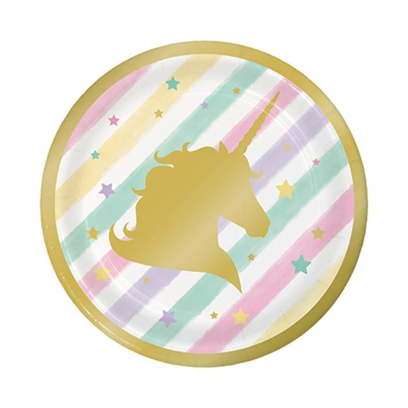 Unicorn Sparkle Dessert Plates 7 inches, 8 per package