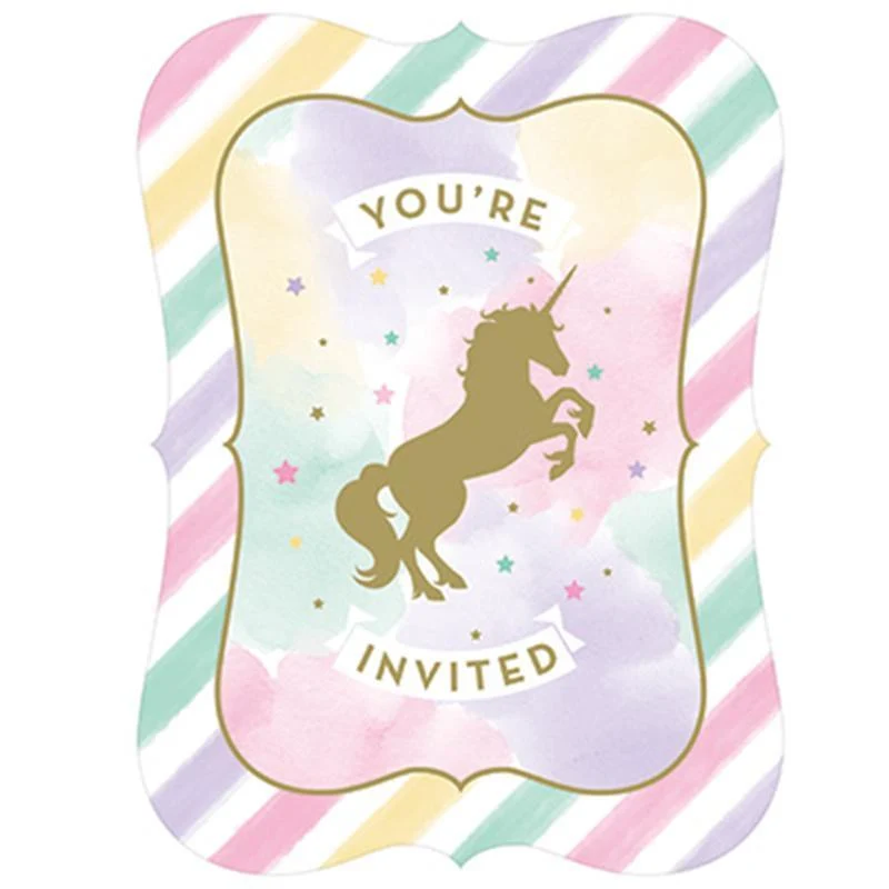 Unicorn Sparkle invitations, 8 per package