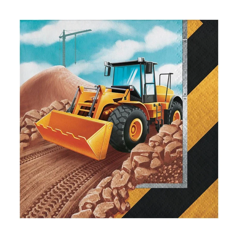 Big Dig Construction beverage napkins, 16 per package