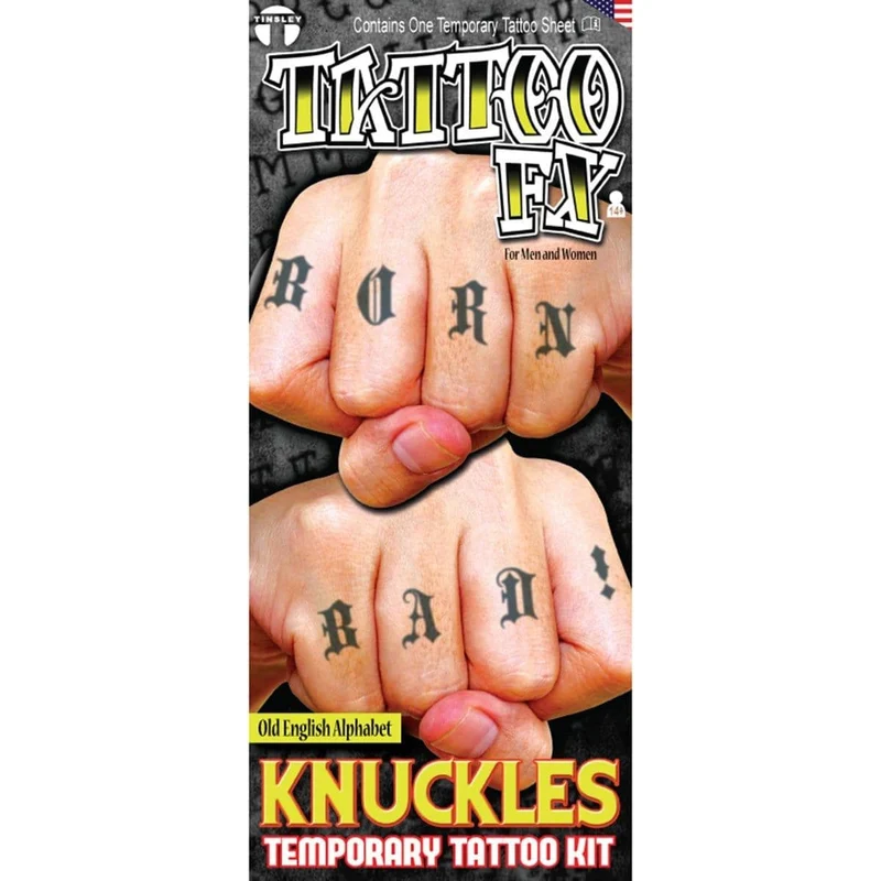 Letter kit for knuckles temporary tattoo