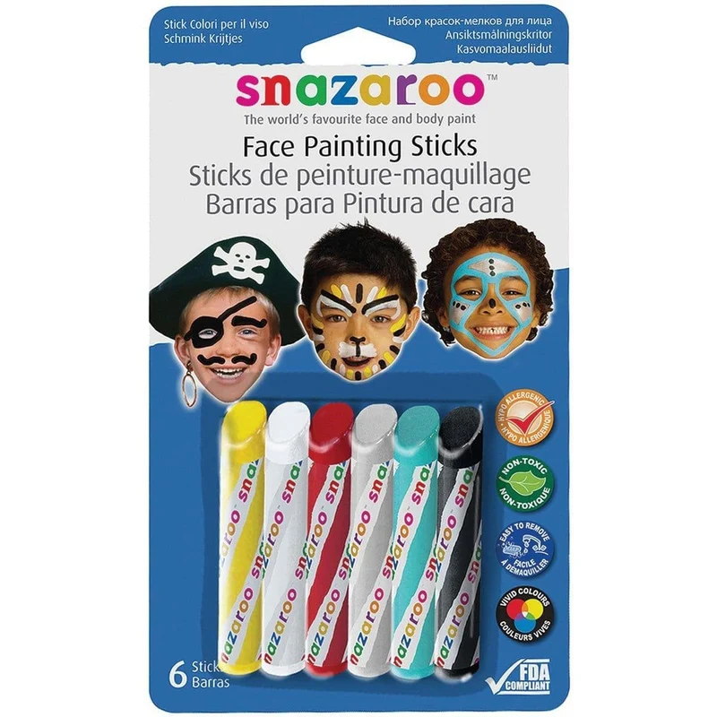 Face painting stick set for boys, 6 per package