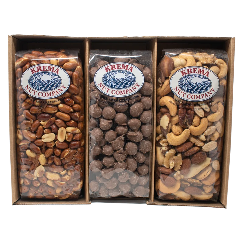 Redskin Peanuts, Milk Chocolate Peanuts, Gourmet Mixed Nuts 3 Pack Gift Box