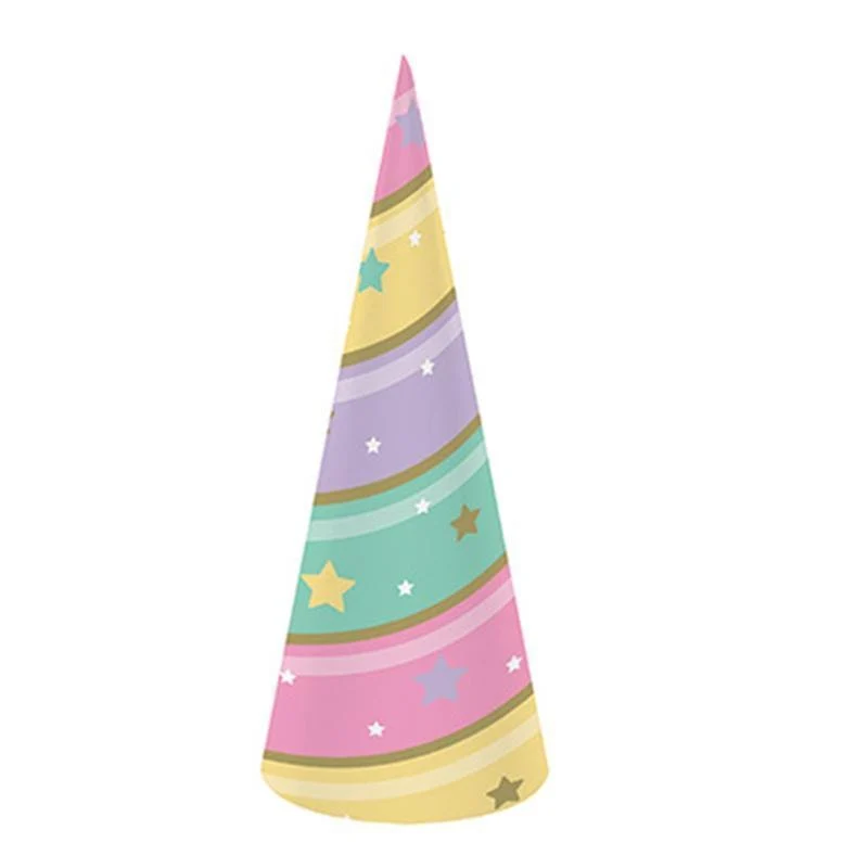 Unicorn Sparkle party hats, 8 per package