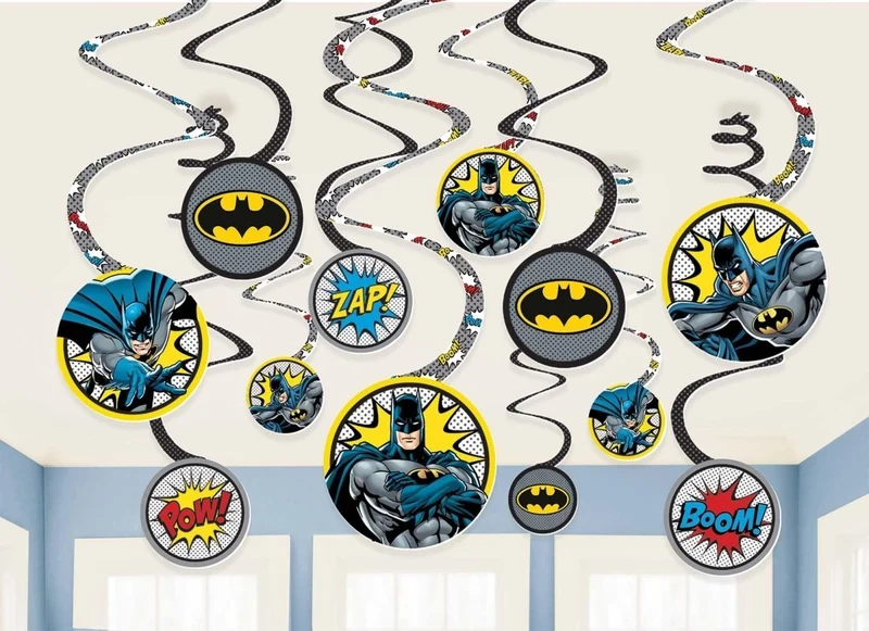 Batman swirl decorations, 12 per package