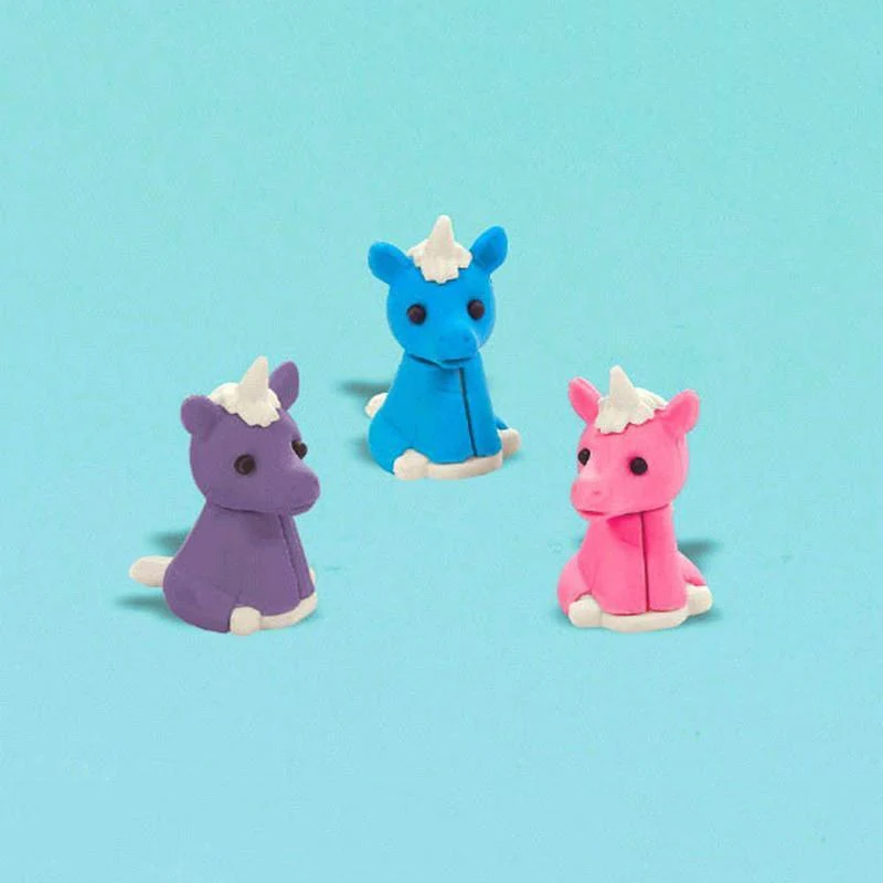 Unicorn erasers, 12 per package